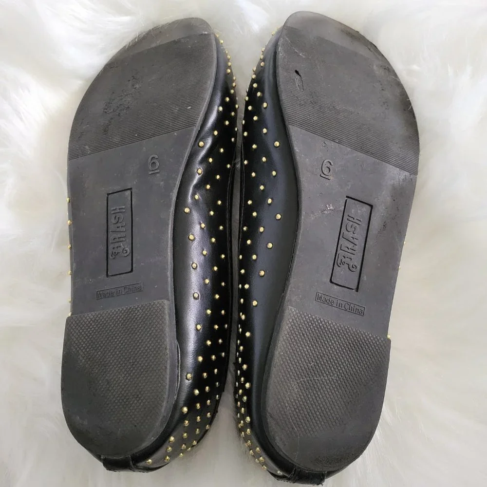 Brash Black Studded Flat